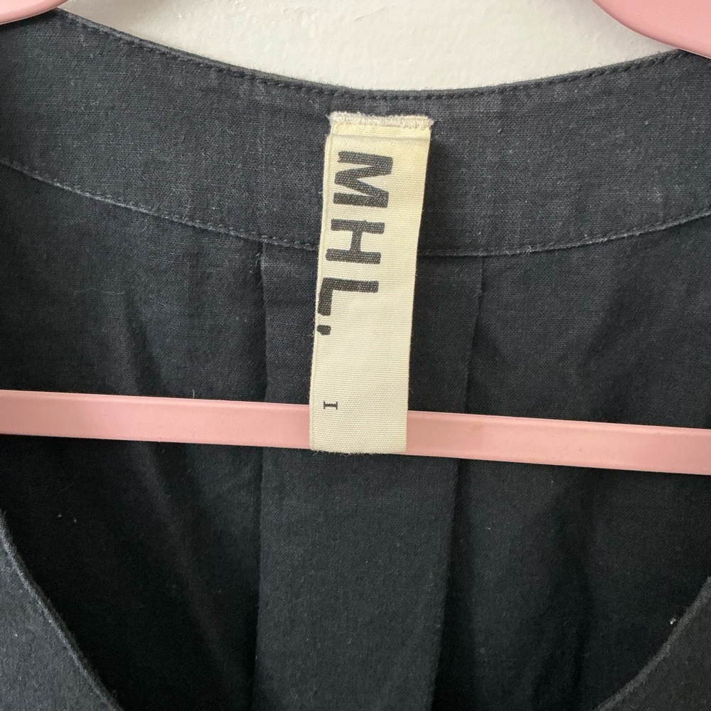 Margaret Howell MHL Linen Blend Belted Dress Minimalist Black Size I - Picture 3 of 3